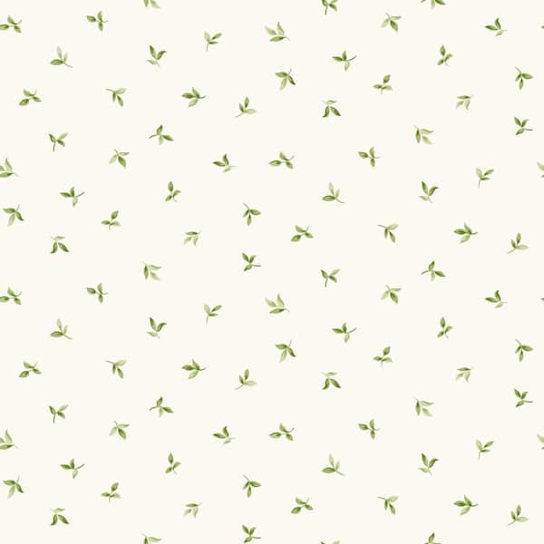 Unbranded Leaf Toss Green/White Matte Finish Vinyl on Non-Woven Non-Pasted Wallpaper Roll