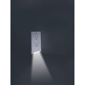 1-Gang Decor Plastic Wall Plate with Built-in Nightlight - White
