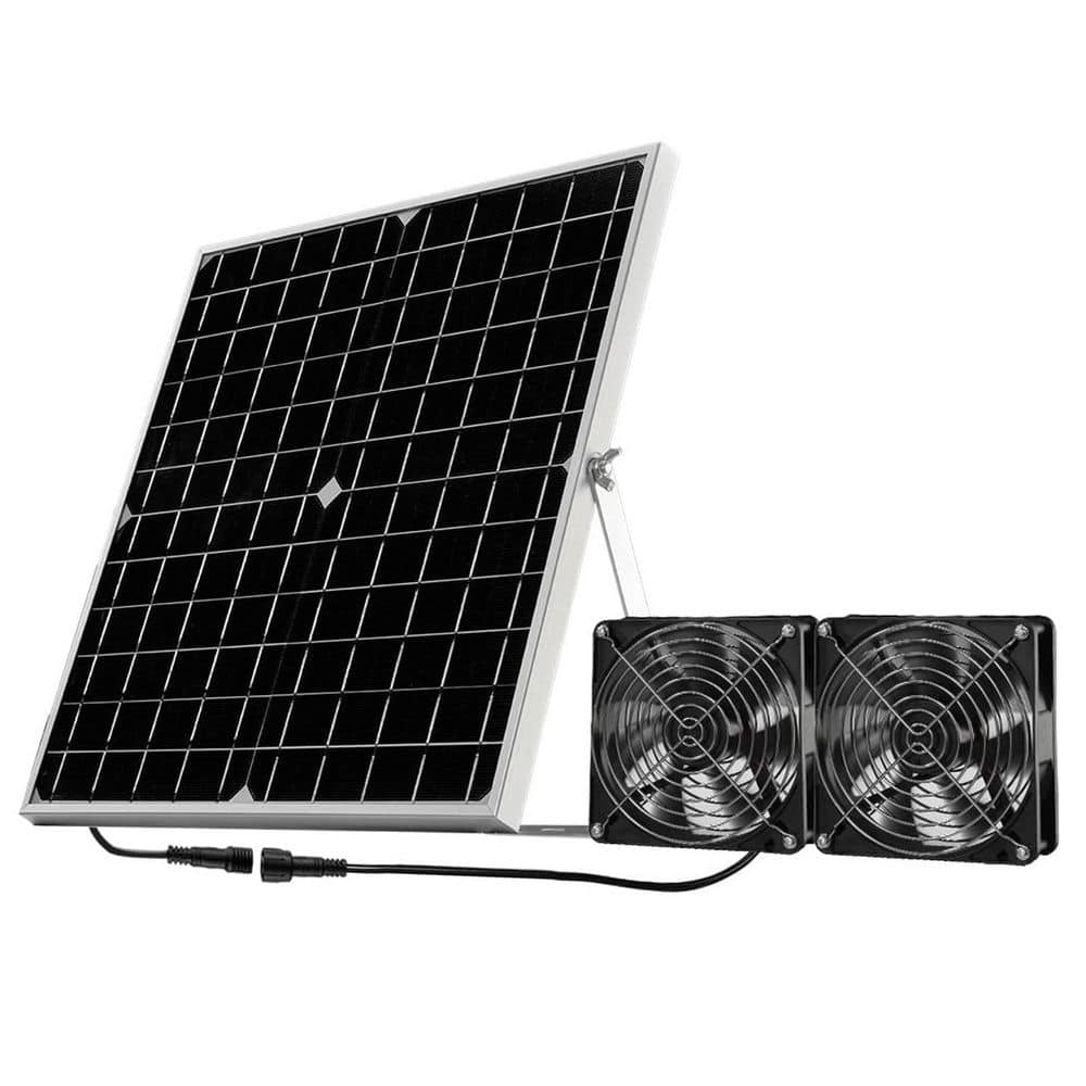 20W Solar Panel with 2 High-Speed DC Fans, Wall-Mounted Ventilation for Greenhouse, Chicken Coop, Shed, Attic price history on PriceWatchPro