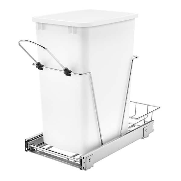 Rev-A-Shelf White Pull Out Trash Can 35 qt. for Kitchen Cabinets