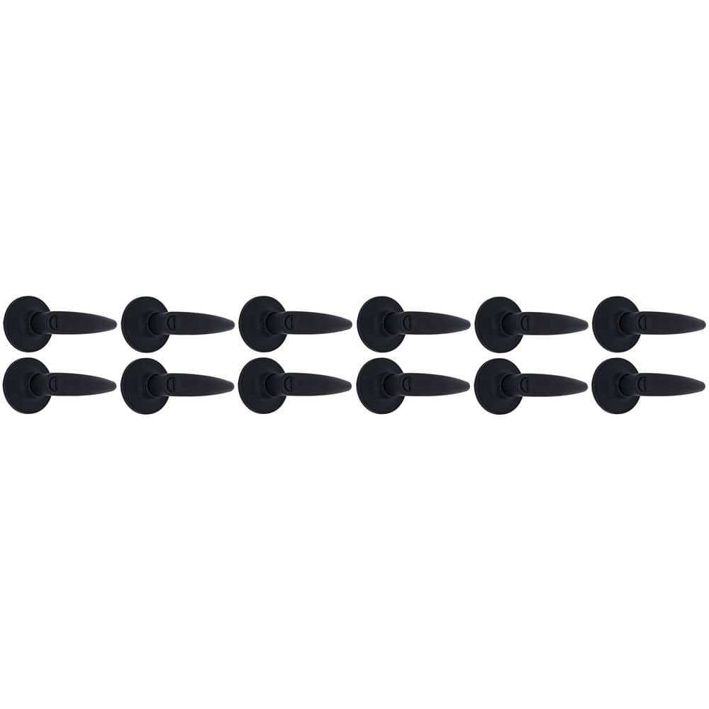 Straight Matte Black Bed/Bath Door Lever 12-Pack