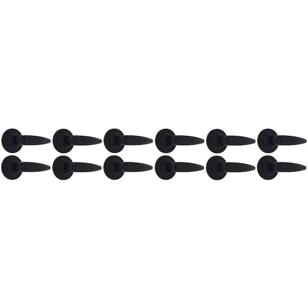 Straight Matte Black Bed/Bath Door Lever 12-Pack