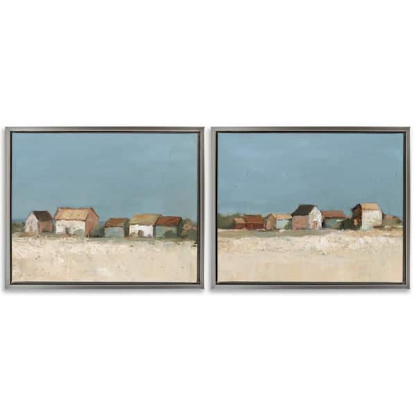 Stupell Industries Country Houses in Distance by Ethan Harper 2-Pieces Gray Floater Frame Architecture Graphic Art Print 17 in. x 21 in.