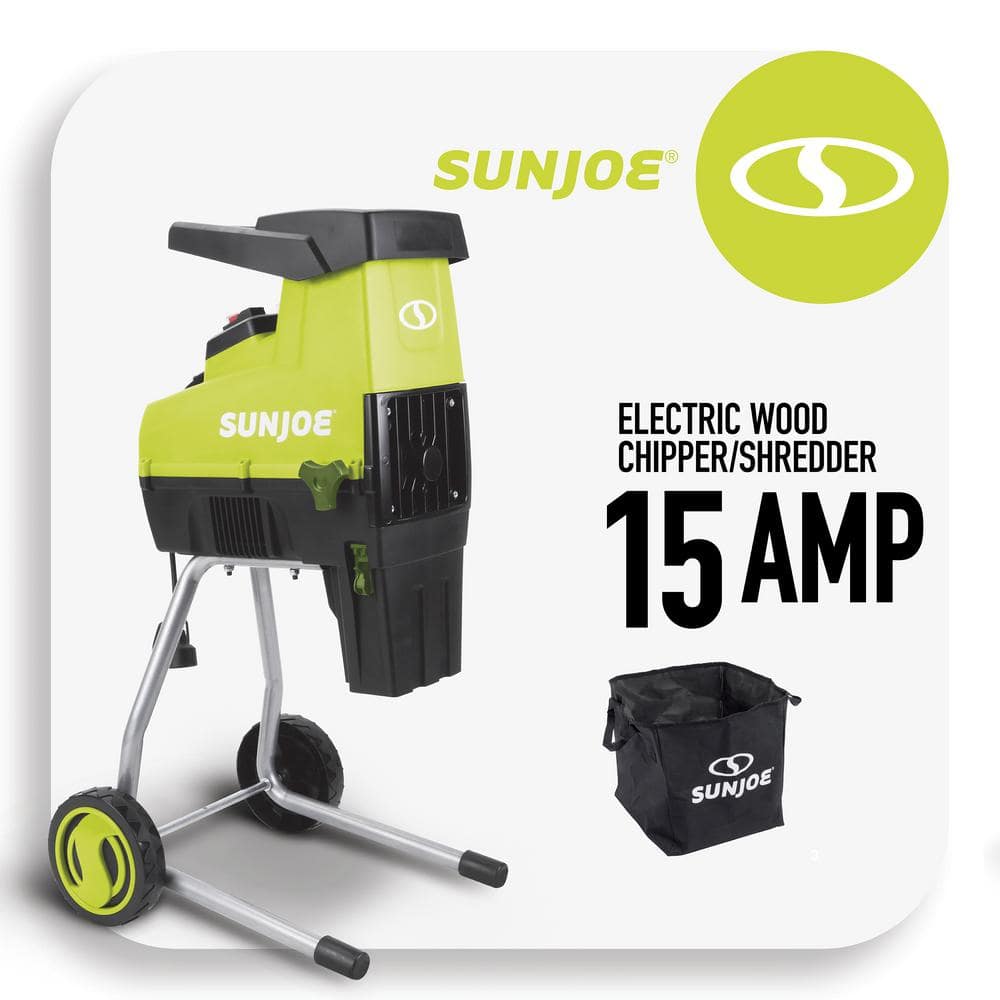 Sun Joe 15 Amp 1.6 in. Cutting Diameter Electric Silent Wood Chipper/Shredder  CJ603E The Home Depot