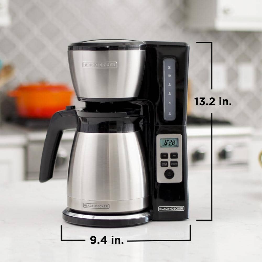 Black and Steel Programmable Thermal Drip Coffee Maker