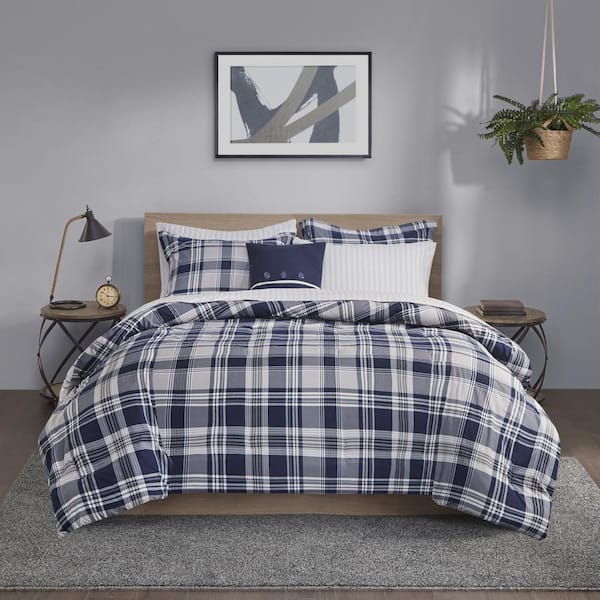 Madison Park Paton 6-Piece Navy Twin Reversible Comforter Set with Bed Sheets