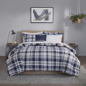 Paton 8-Piece Navy Full Reversible Comforter Set with Bed Sheets