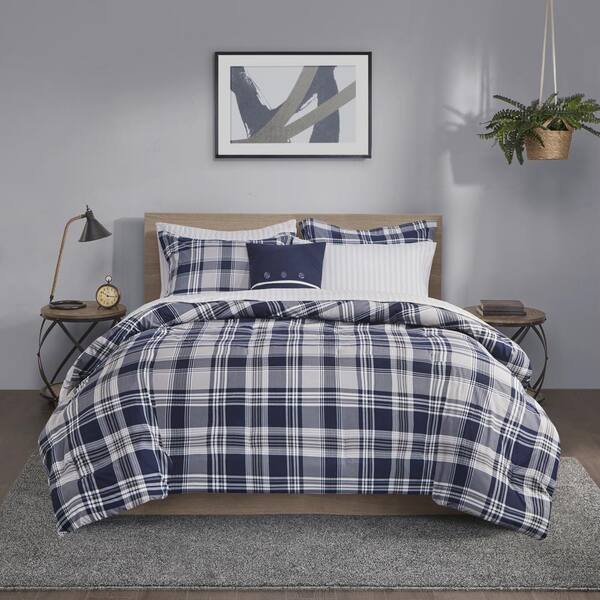 Madison Park Paton 8-Piece Navy King Reversible Comforter Set with Bed ...