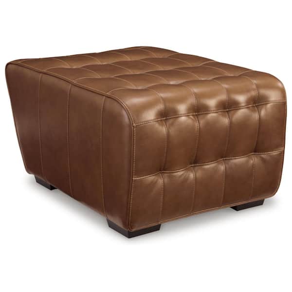 Signature DESIGN BY ASHLEY Temmpton Brown Leather Rectangle Cocktail Medium Ottoman