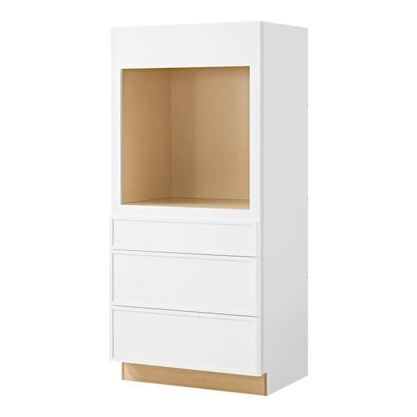 Leyton 33 in. W x 24 in. D x 72 in. H Ready to Assemble Plywood Slim Shaker Single Oven Kitchen Cabinet in Alpine White