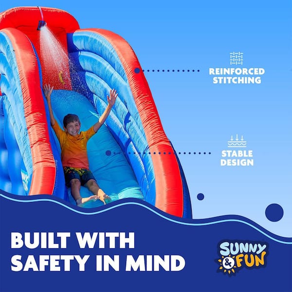 SUNNY & FUN Inflatable Water Slide Park and Blow up Pool w
