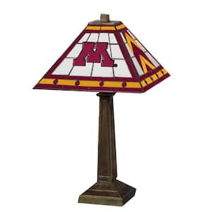 NCAA - 23 in. Antique Bronze Stained Glass Mission Lamp- Minnesota