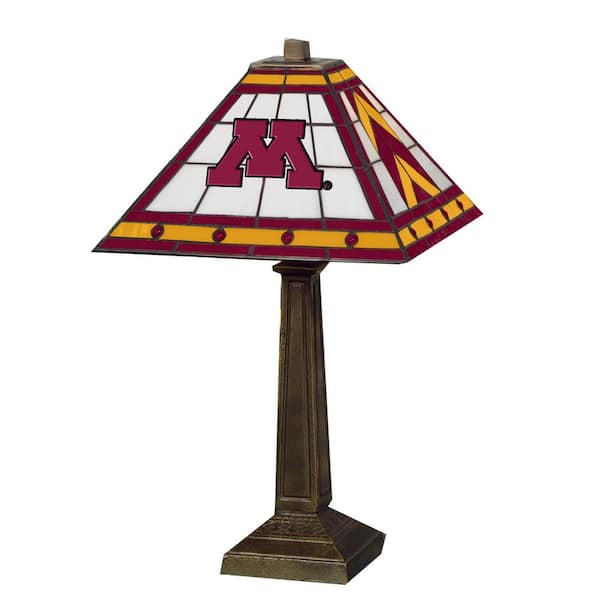 The Memory Company NCAA - 23 in. Antique Bronze Stained Glass Mission Lamp- Minnesota