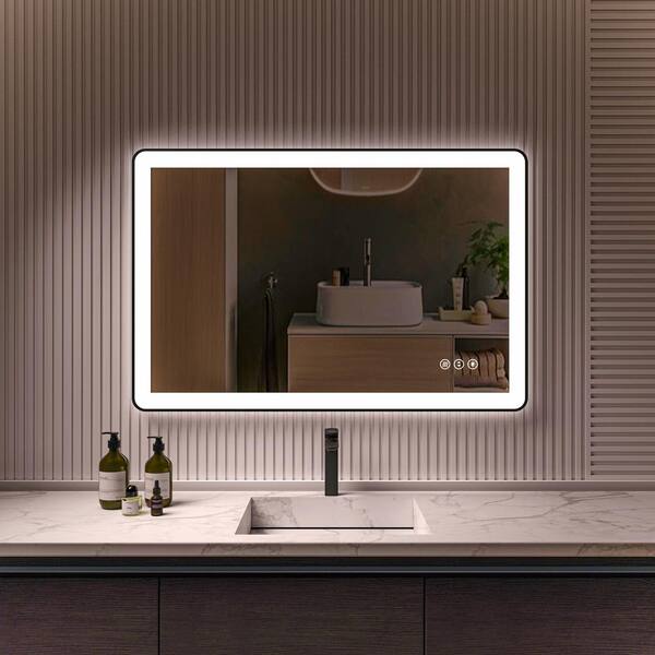 Front-Lighted LED Bathroom Vanity Mirror: 48 x 48 - Square – Mirrors &  Marble