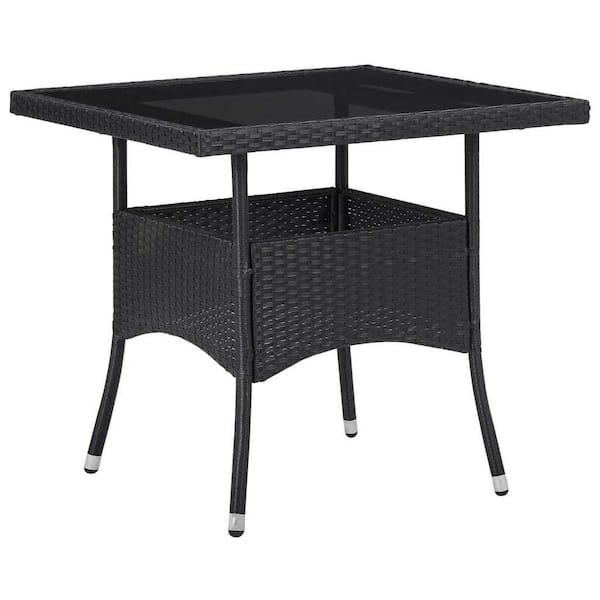 black rattan outdoor dining table