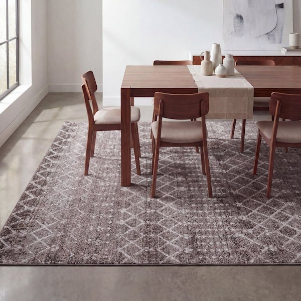 Leila Moroccan Diamond Trellis Machine-Washable Taupe/Ivory 8 ft. x 10 ft. Area Rug