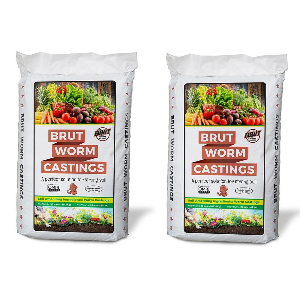 Organic Worm Castings Soil Builder, 30 Pound Bag (2-Pack)