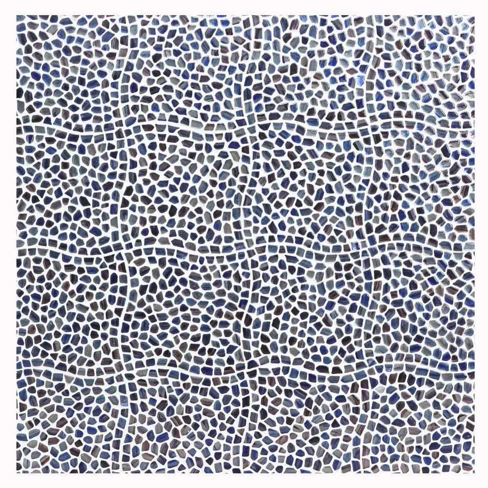 Apollo Pebble 12-in x 12-in Polished Blue Glass Mosaic Wall Tile