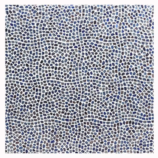 Fargin Pebble Cobalt Ice 11.88 in. x 11.88 in. Polished Glass Wall Mosaic Tile (0.98 sq. ft./Each)