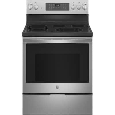 Profile 30 in. 5.3 cu. ft. Electric Range with Self-Cleaning Convection Oven and Air Fry in Stainless Steel