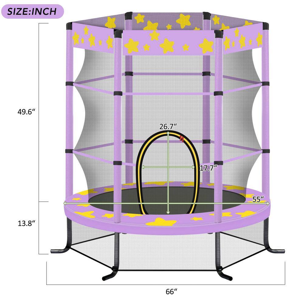 4.5 ft Purple Kids' Trampoline with Safety Enclosure