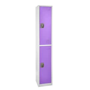 629-Series 72 in. H 2-Tier Steel Key Lock Storage Locker Free Standing Cabinets for Home, School, Gym in Purple