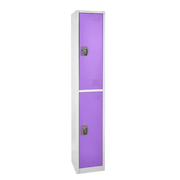 AdirOffice 629-Series 72 in. H 2-Tier Steel Key Lock Storage Locker Free Standing Cabinets for Home, School, Gym in Purple