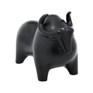 Black Porcelain Handmade Bull Sculpture