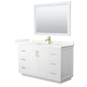 Miranda 54 in. W x 22 in. D x 33.75 in. H Single Bath Vanity in White with Giotto Qt. Top and 46 in. Mirror