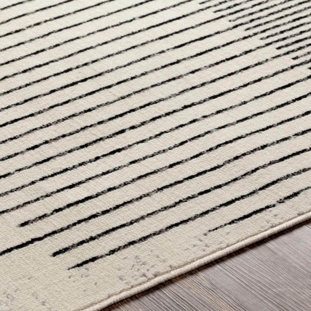 Modern Geometric Black and Ivory Square Area Rug