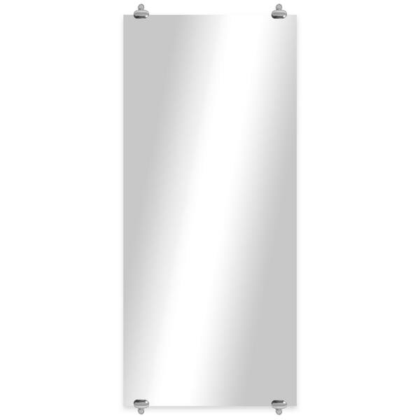 Unbranded Modern Rustic (52in. W x 29.5in. H) Frameless Rectangular Wall Mirror with Chrome Oval Clips