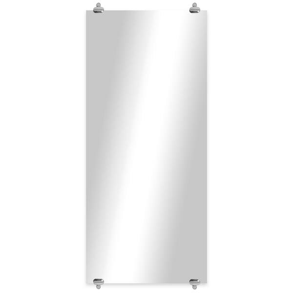 Unbranded Modern Rustic (64in. W x 30.5in. H) Frameless Rectangular Wall Mirror with Chrome Oval Clips