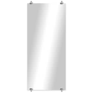 Modern Rustic (18.5in. W x 42.5in. H) Frameless Rectangular Wall Mirror with Chrome Oval Clips