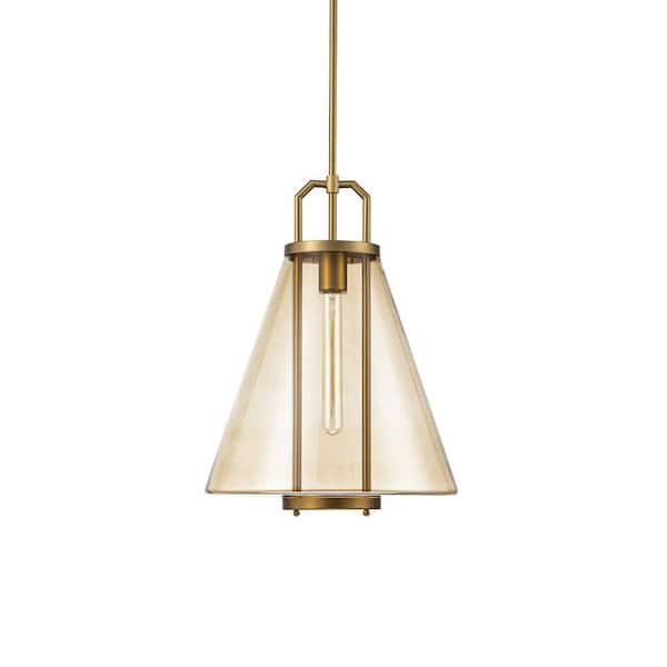 EDISLIVE Gabby 13.58 in. 1-Light Brass Cone Hanging Pendant Light