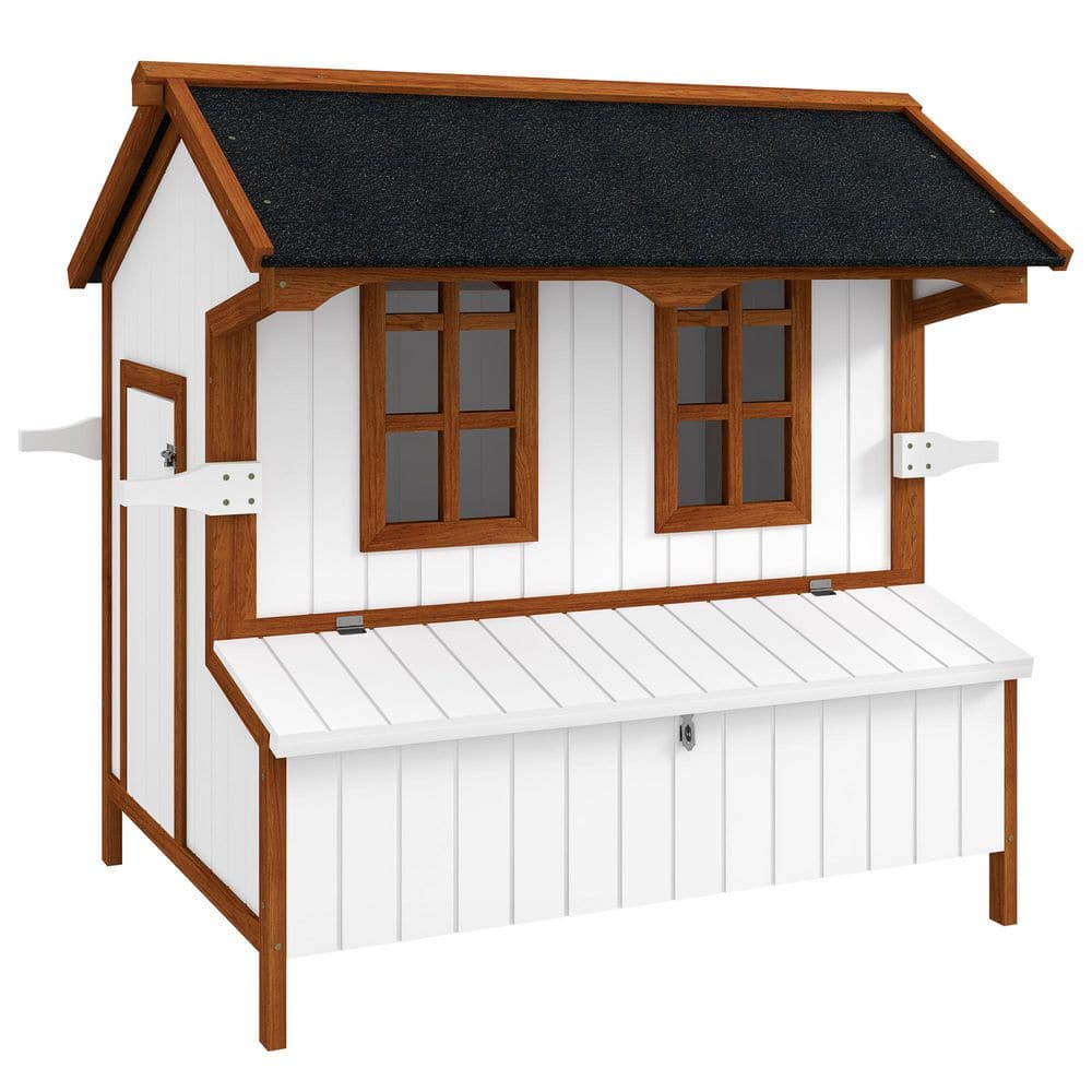 37.75 in. W x 48.5 in. H Chicken Coop Wood Rabbit Hutch Raised Poultry Cage Portable Hen Pen Backyard, Garden Fence price history on PriceWatchPro