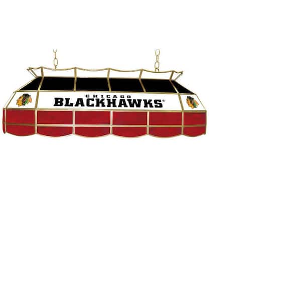 Trademark Global NHL Chicago Blackhawks 3-Light Stained Glass Tiffany Lamp