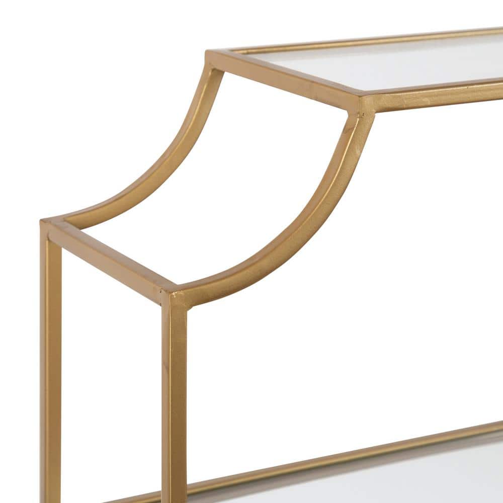 Gold Scalloped Glass Wall Shelf with Four Tiers