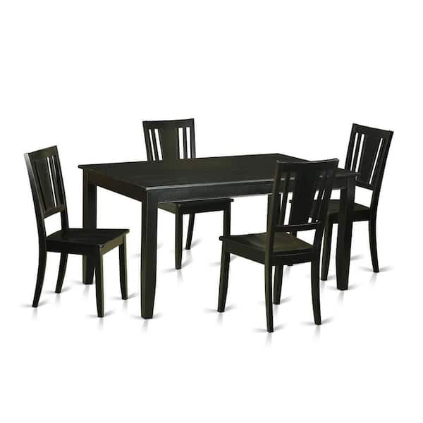 East West Furniture 5-Piece Black Finish Solid Wood Top - Dining Room Set - Seats 4