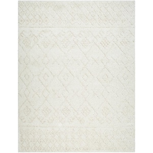 Maryland Shag White/Off-White Diamond 8 ft. x 10 ft. Indoor Area Rug