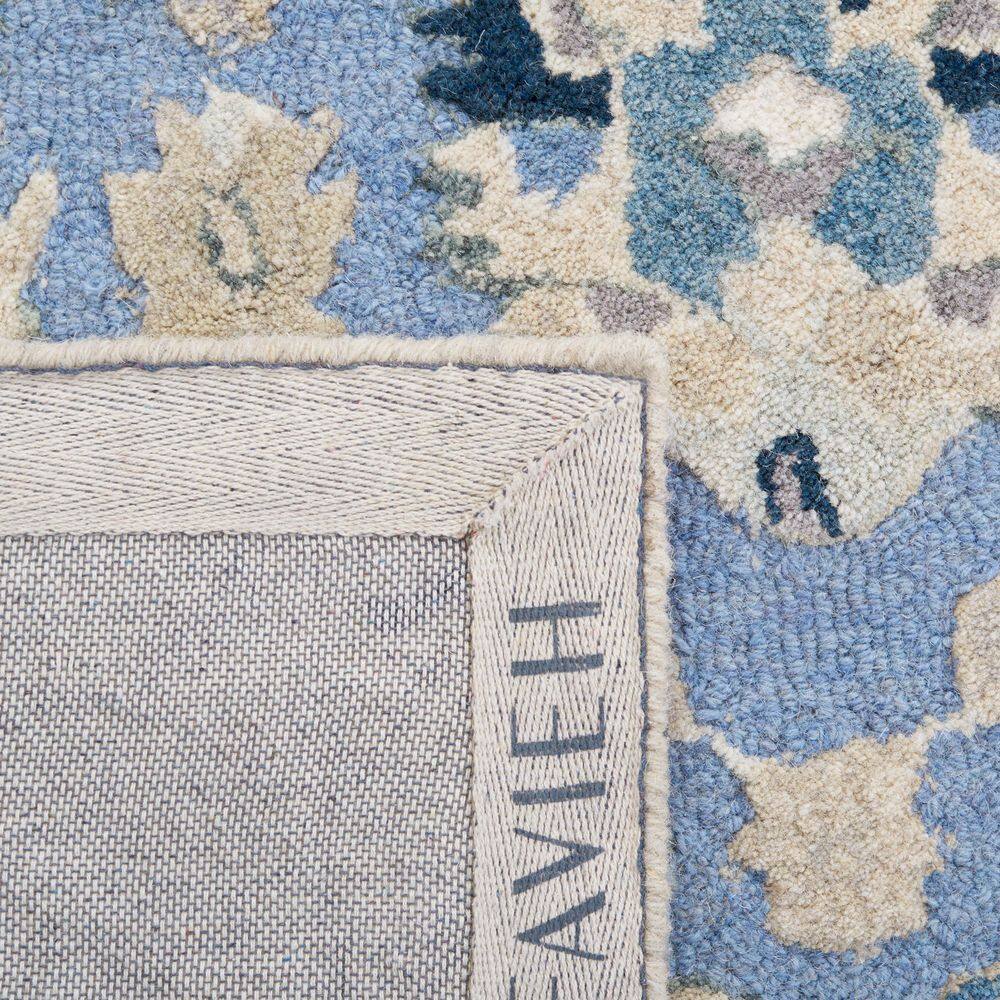 Beige and Blue 9' x 12' Hand-Tufted Wool Area Rug
