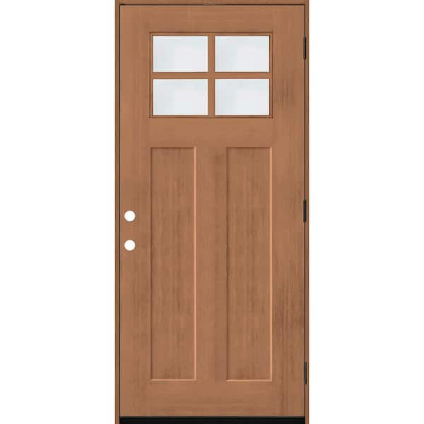 Steves & Sons Regency 36 in. x 80 in. LHOS 4Lite 1/4 Toplite Clear Glass Autumn Wheat Stain Fir Grain Fiberglass Prehung Front Door