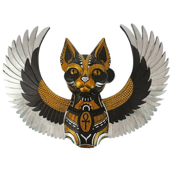 Design Toscano 9 in. x 12 in. Goddess Bastet, Winged Protector of the People Cat Wall Sculpture