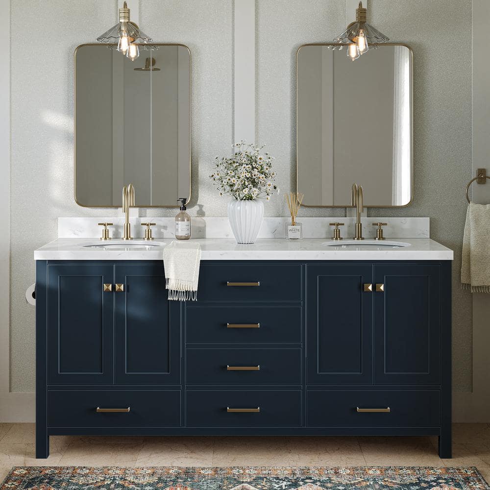 ARIEL Cambridge 72.25 in. W x 22 in. D x 36 in H Double Sink ...