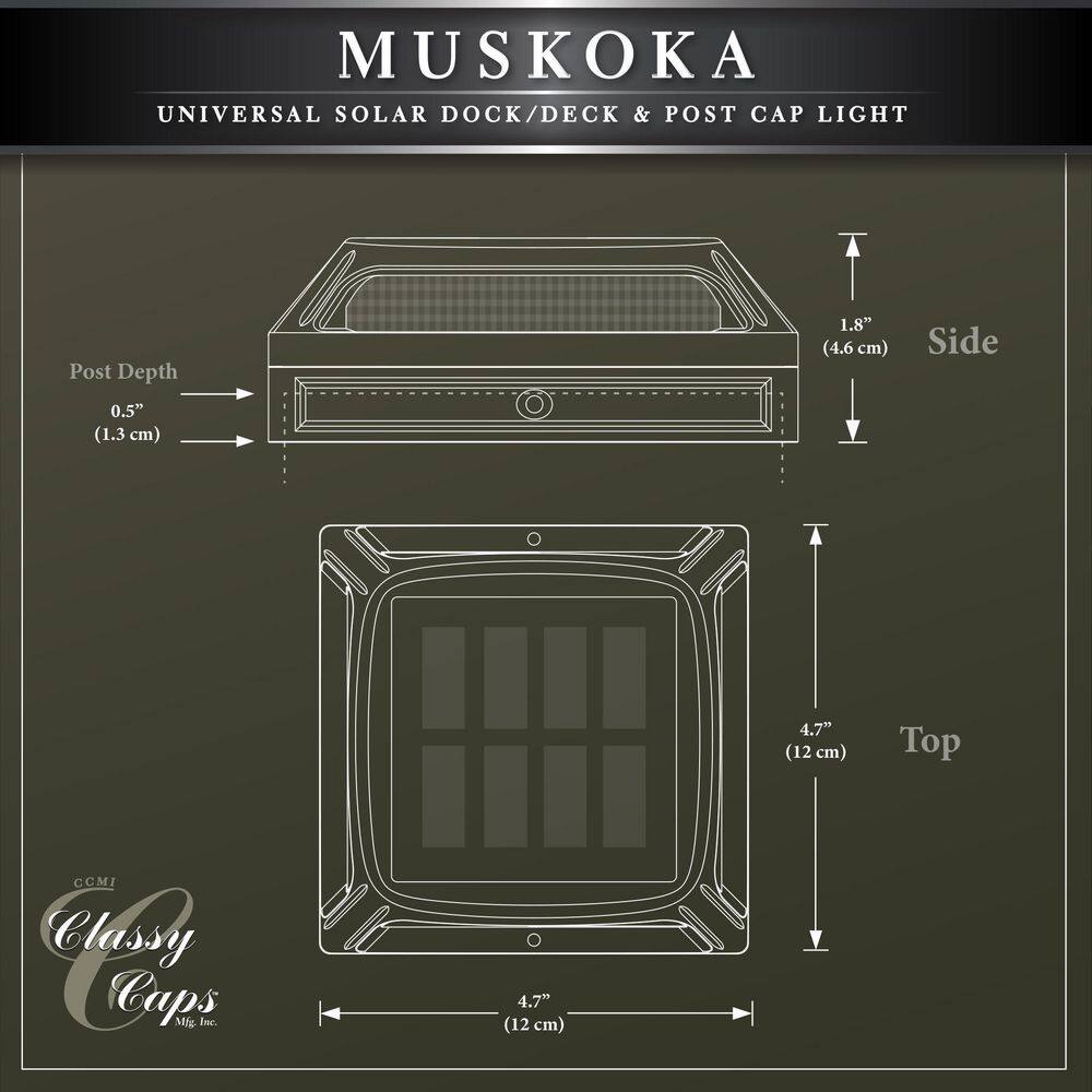 Muskoka Black Aluminum LED Solar Post Cap Light Multipack