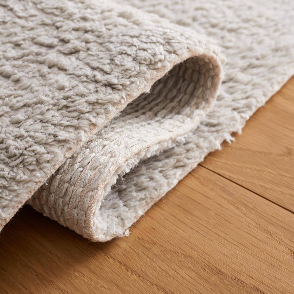 Gray and Ivory Hand-Knotted Washable Rectangular Area Rug