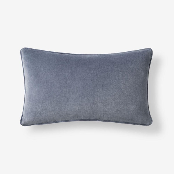 Legends Luxury Light Blue Velvet 12 in. X  21 in. Throw Pillow Cover
