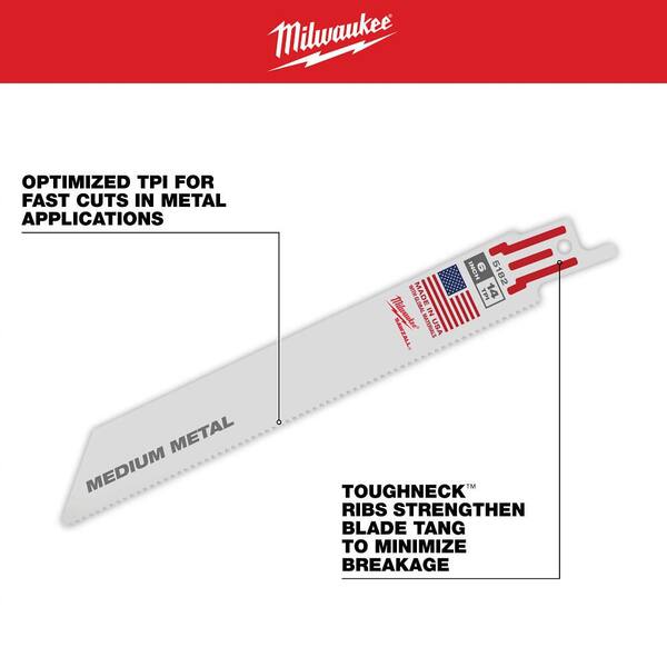 Milwaukee 9 in. 18 TPI Medium Metal Cutting SAWZALL Reciprocating