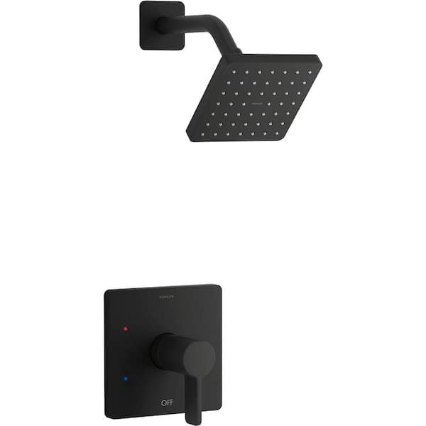 KOHLER Parallel 1-Handle Shower Trim Kit in Matte Black with 2.5 GPM Showerhead (Valve Not Included)