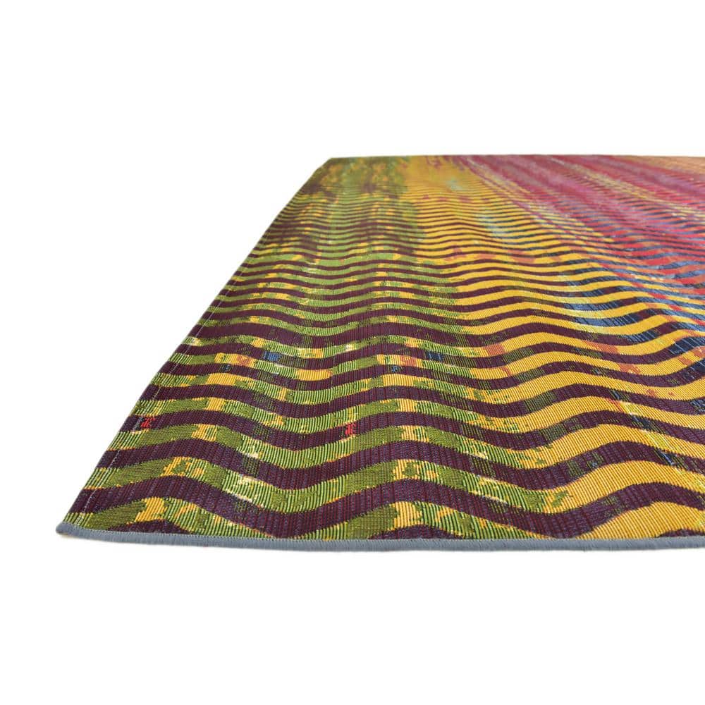 Vibrant Multi-Stripe 10' x 12' Outdoor Synthetic Area Rug