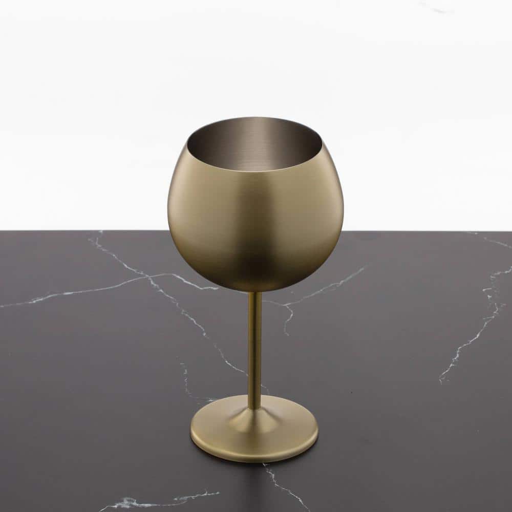 Set of 4 Brushed Gold Stainless Steel Wine Goblets